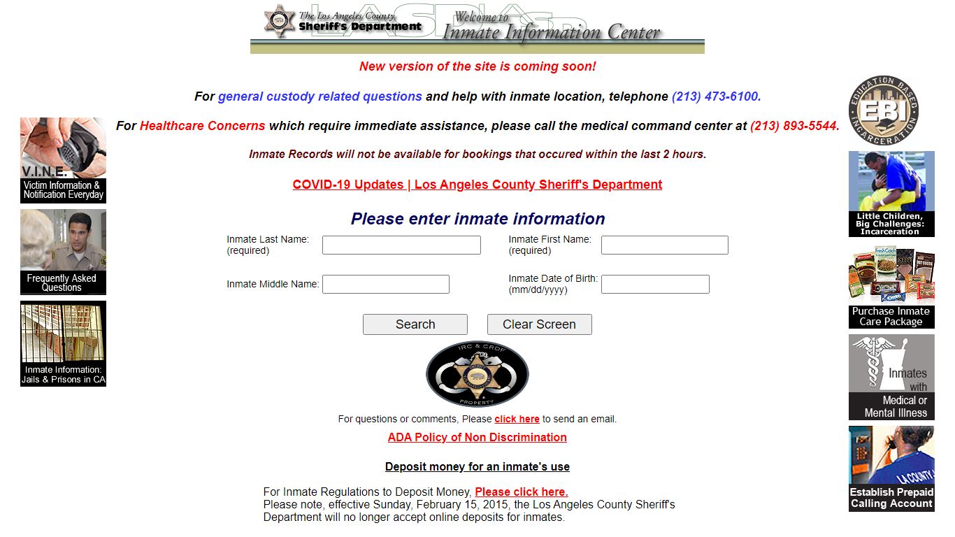 LASD Inmate Information Center - Inmate Search